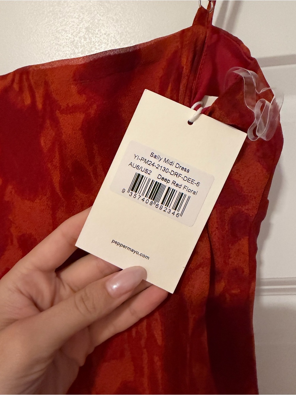 Peppermayo sally midi dress deep red floral size 2 NWT - Picture 3 of 6